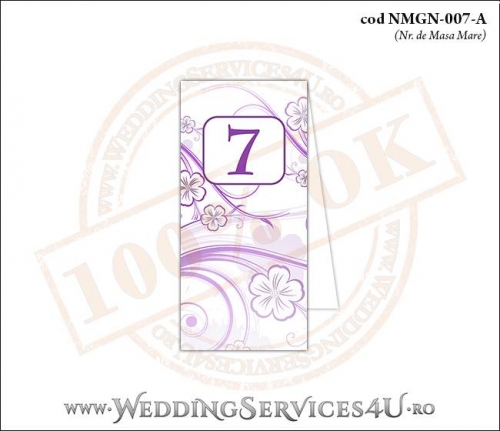 NMGN-007-A Numar de Masa pentru Nunta sau Botez cu flori mov lila violet