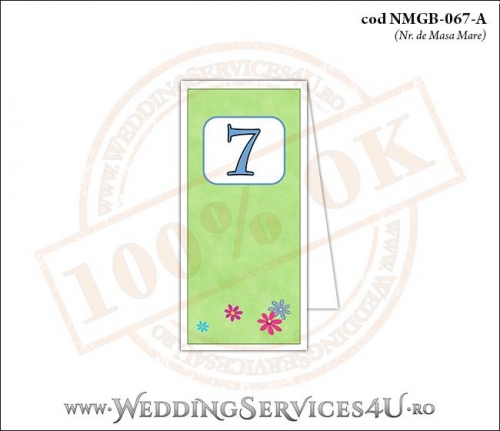 NMGB-067-A Numar de Masa pentru Botez cu ‘gazon verde’ si flori colorate