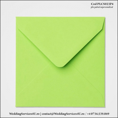 PLCS023P4 Plic Colorat Verde Fistic Crud pentru Invitatie Patrata de Nunta Botez